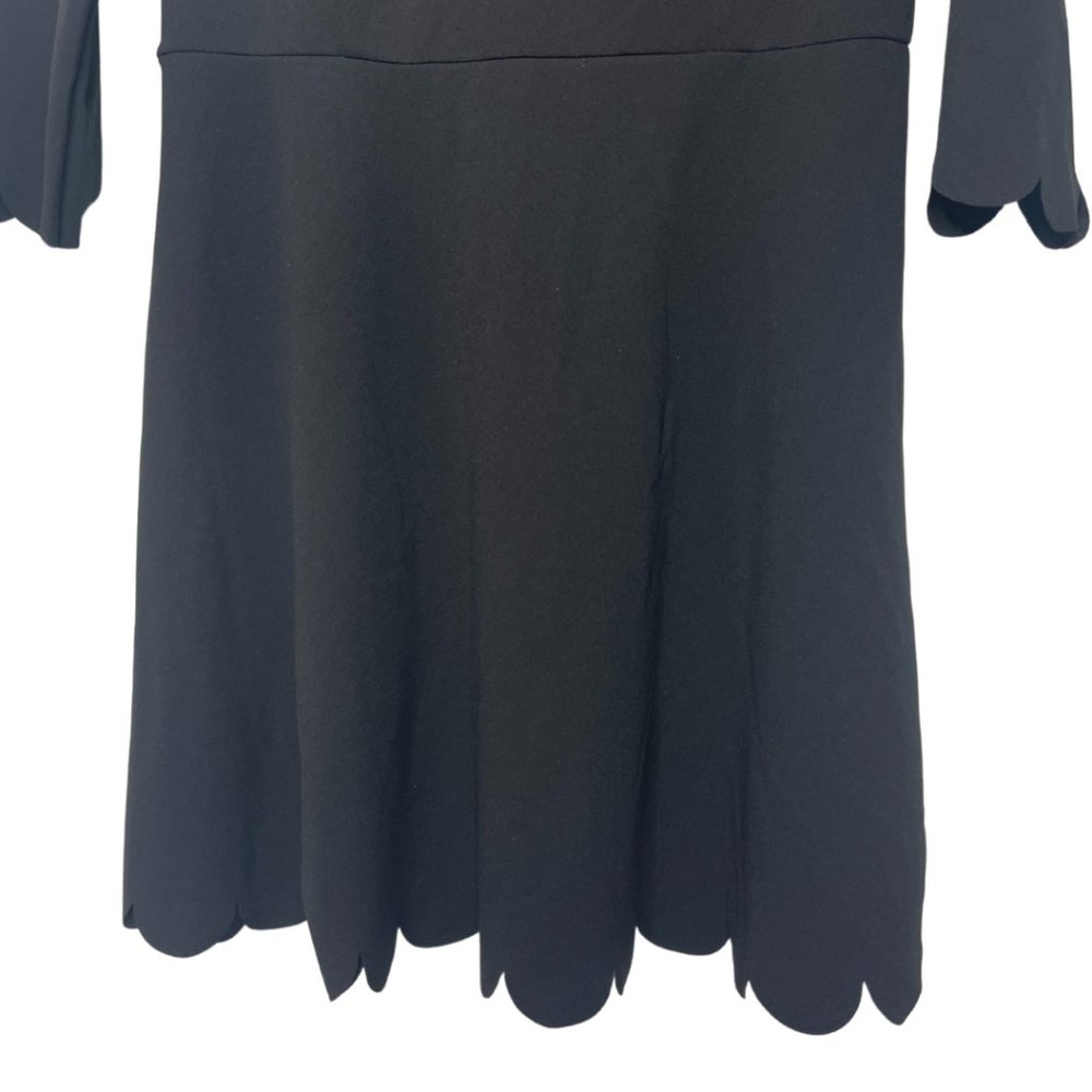 SUNNOW | Black Scalloped Edge 3/4 Sleeve Dress | Size L - Picture 3 of 10